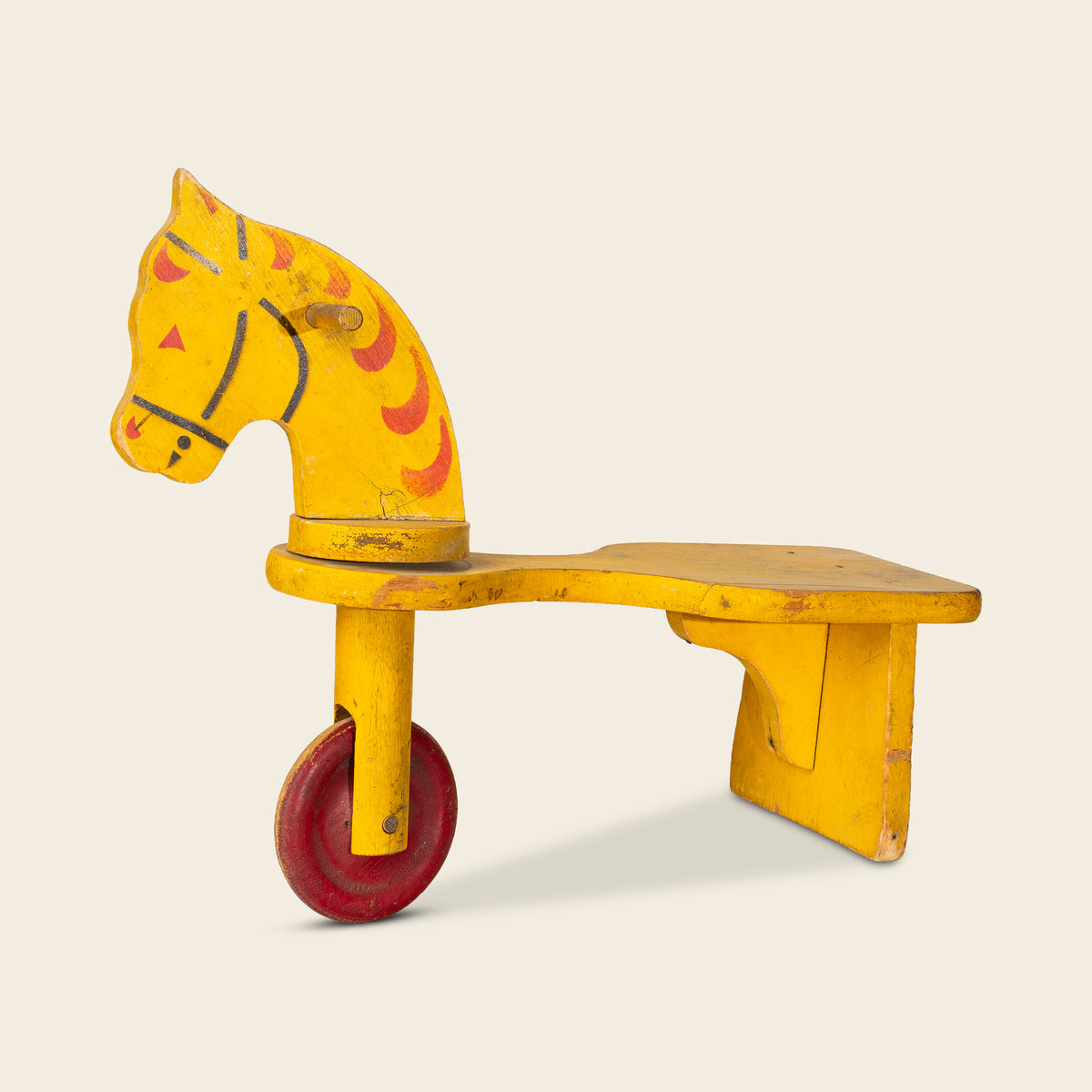 Yellow Painted Wood Toy Horse