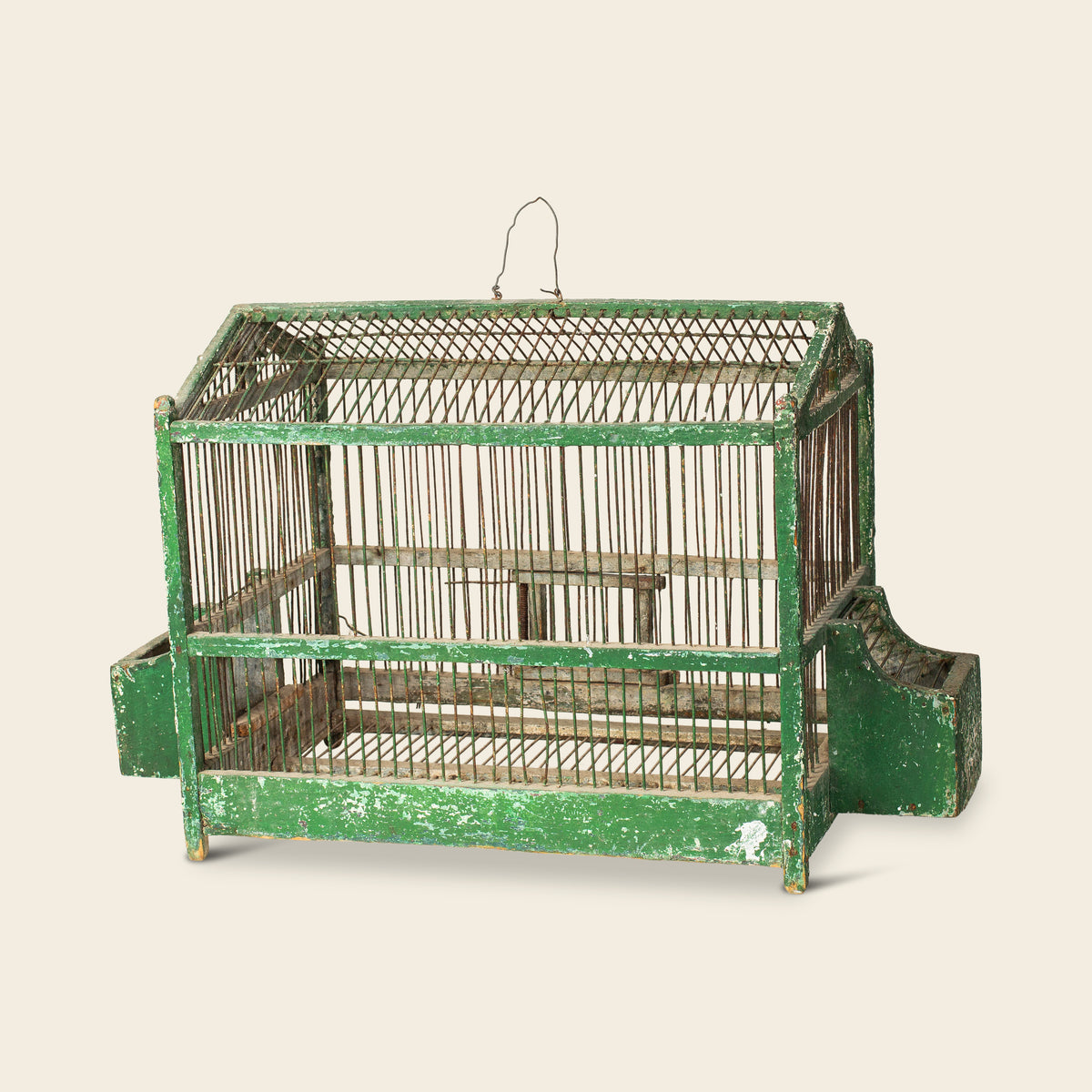 Green Painted Wire Birdcage