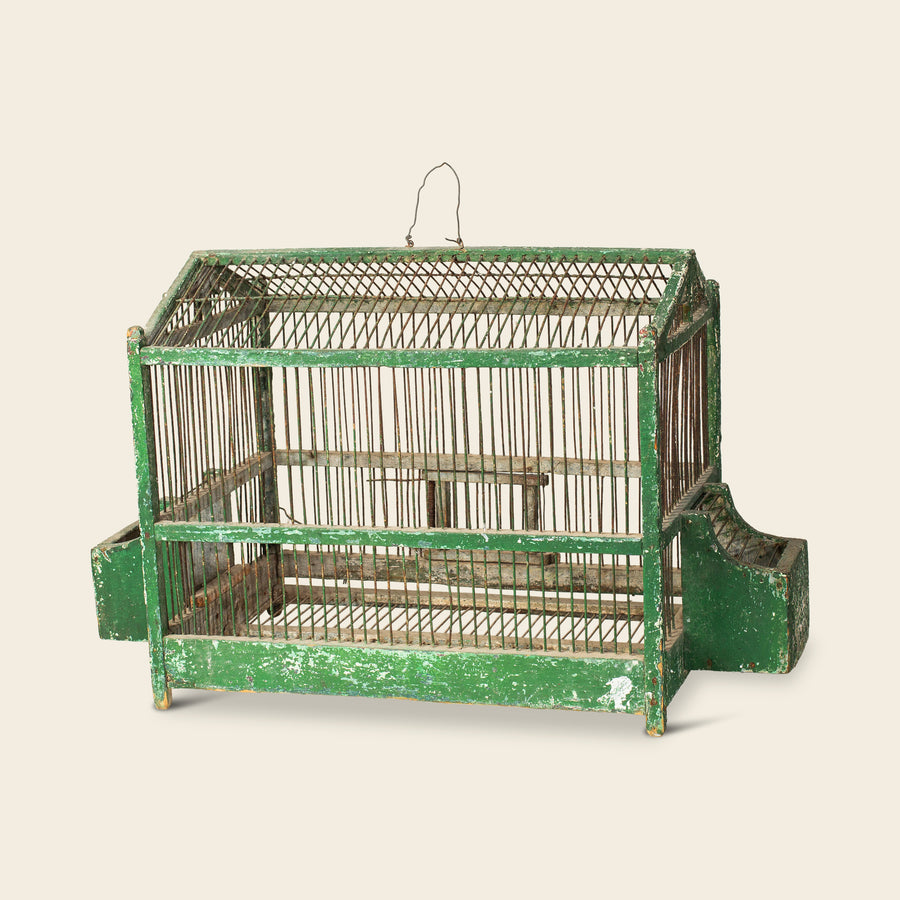 Green Painted Wire Birdcage