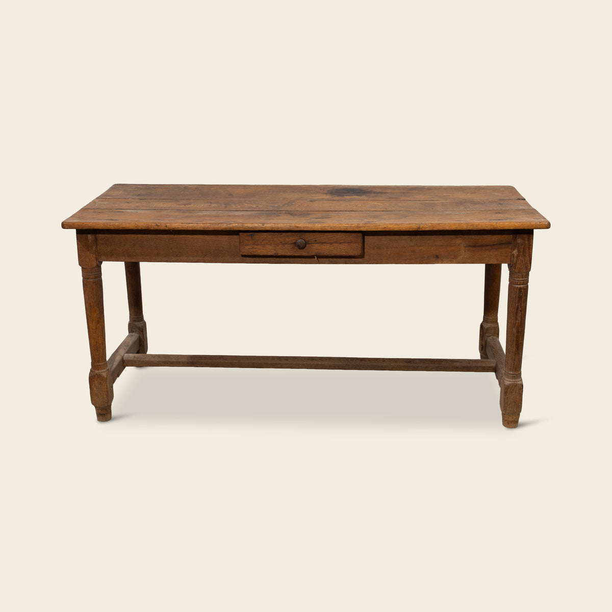 Rustic Oak Farmhouse Table with Drawer