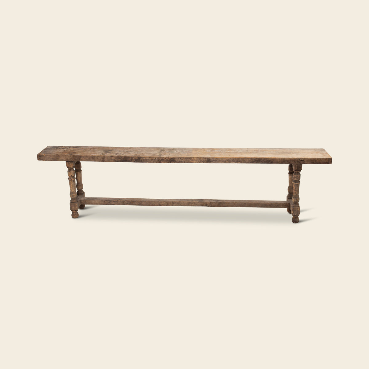 Long Wood Bench with Turned Legs