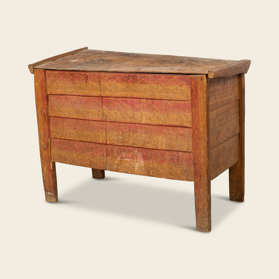 Painted Chest with Striped Drawers