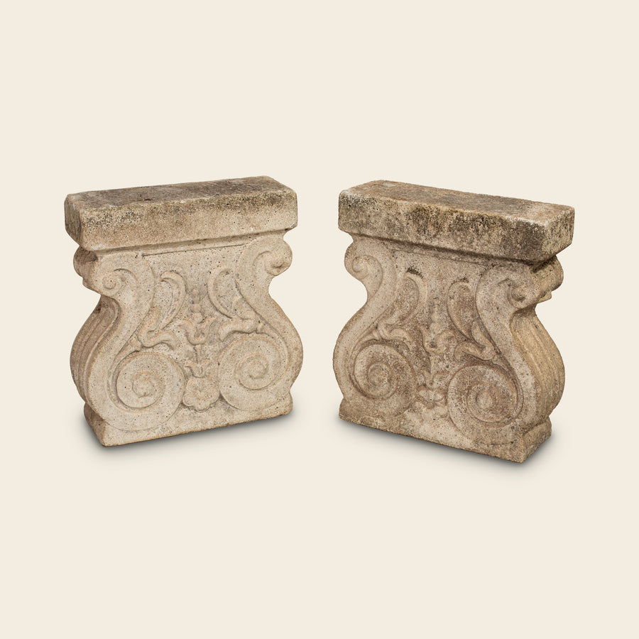 Pair of Carved Stone Corbels