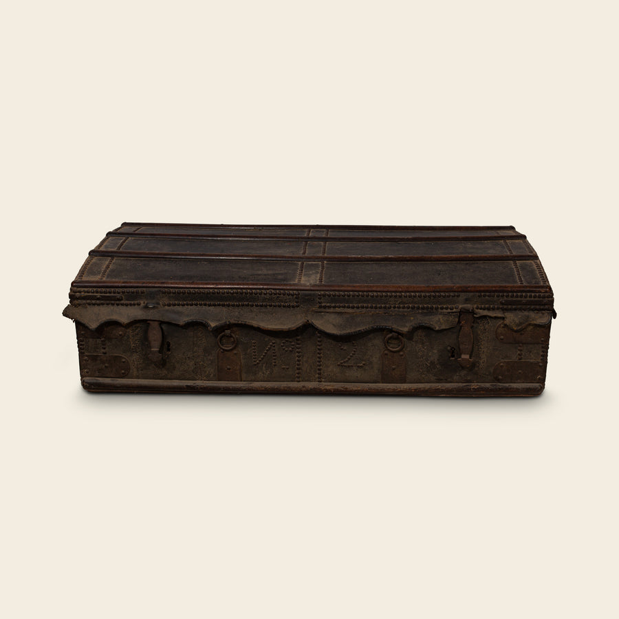 Studded Leather-Bound Trunk