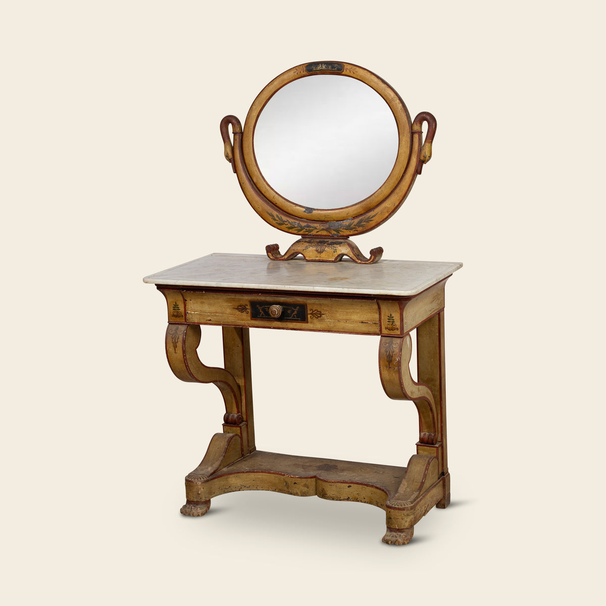 Painted Vanity Table with Swivel Mirror
