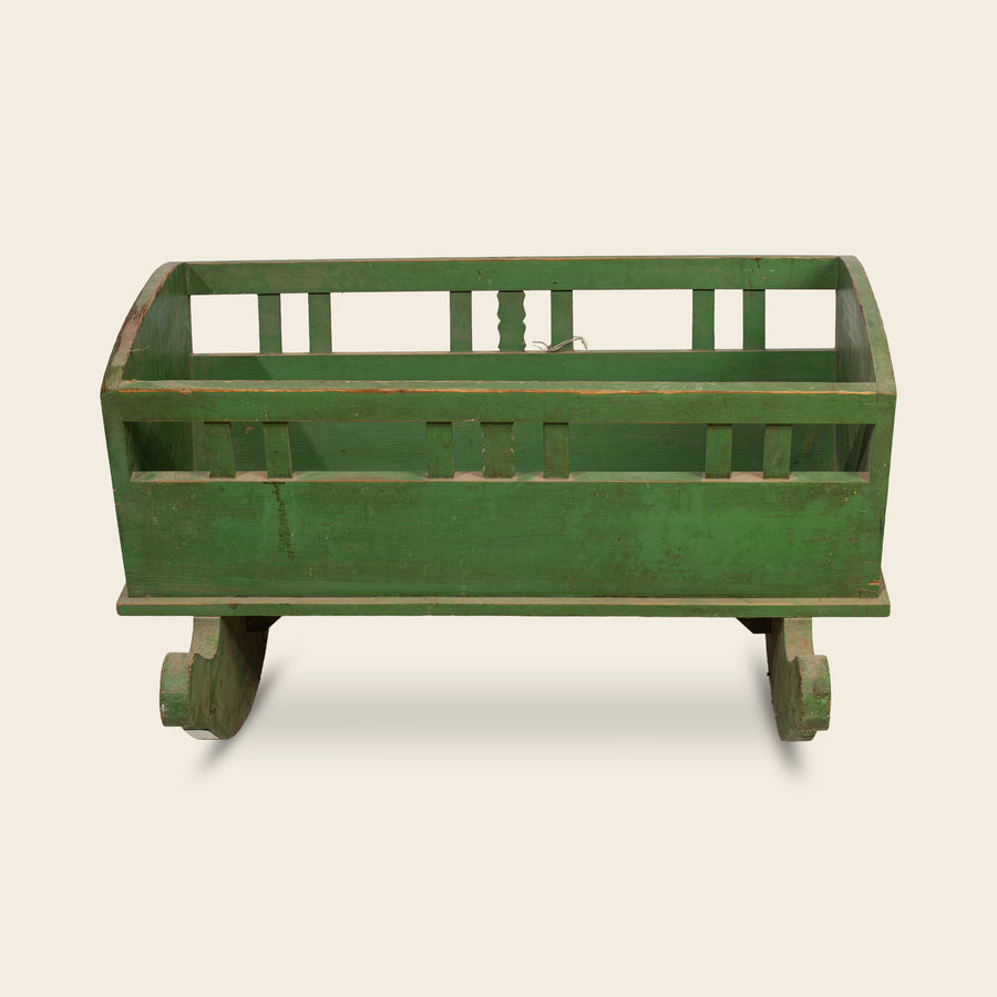 Green Painted Wood Cradle