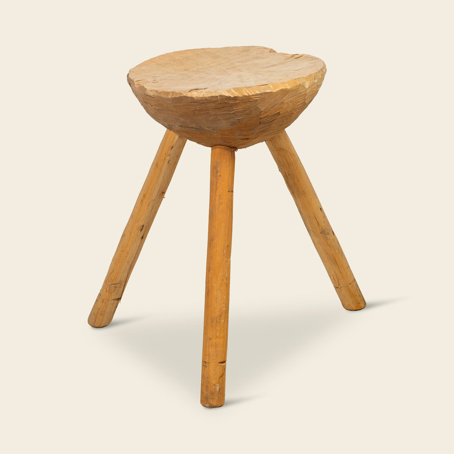 Set of Live-Edge Wood Tripod Stools