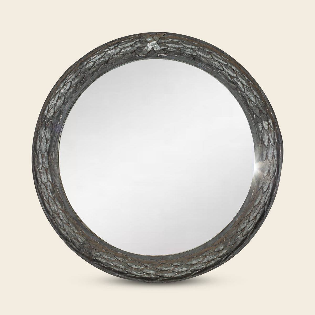Large Round Mirror with Twig-Motif Frame