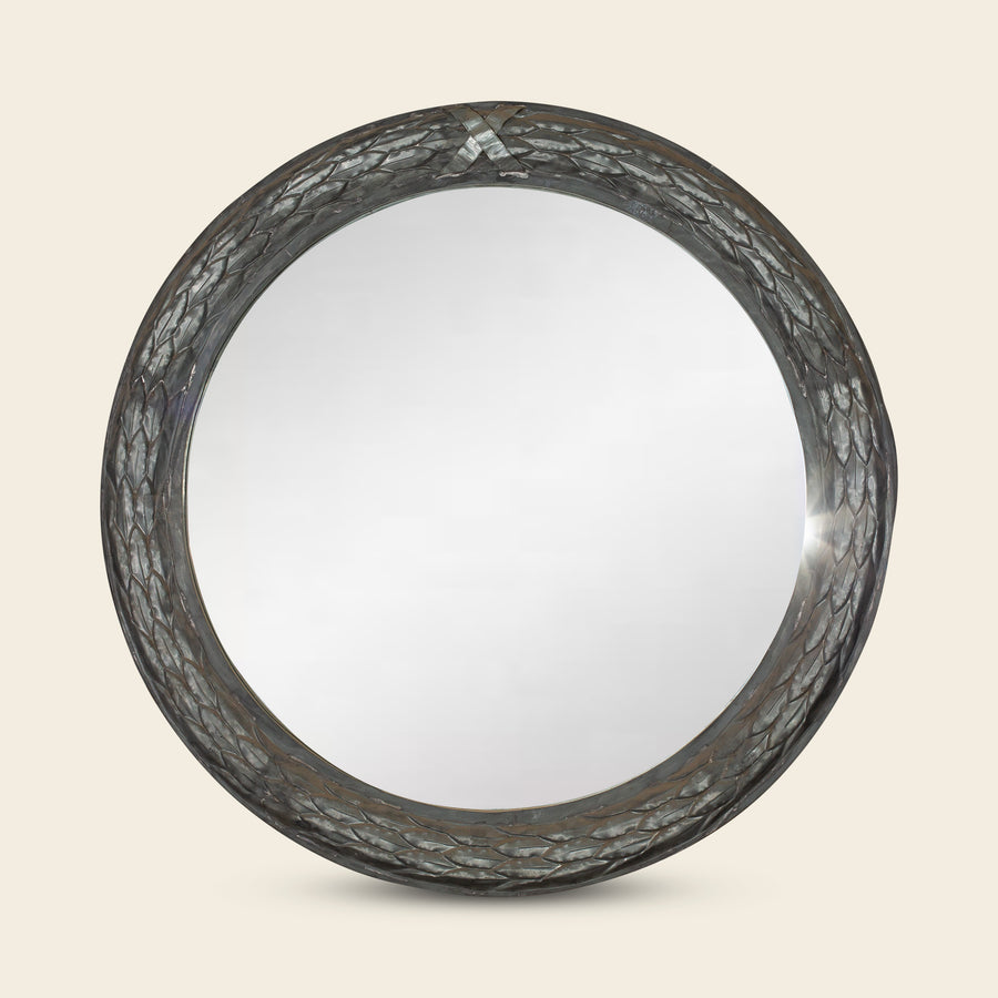 Large Round Mirror with Twig-Motif Frame