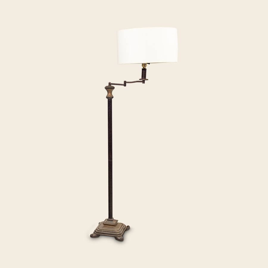 Bronze Swing-Arm Floor Lamp with Drum Shade