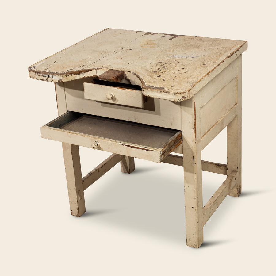 Rustic Painted Work Table with Drawer