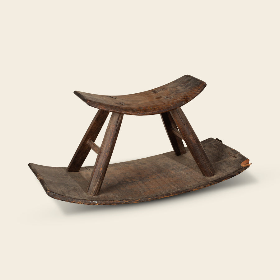 Rustic Wood Shoeshine Stool